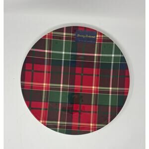 Tommy Bahama Christmas Tartan Plaid Serving Platter Red Green Melamine 14” NEW
